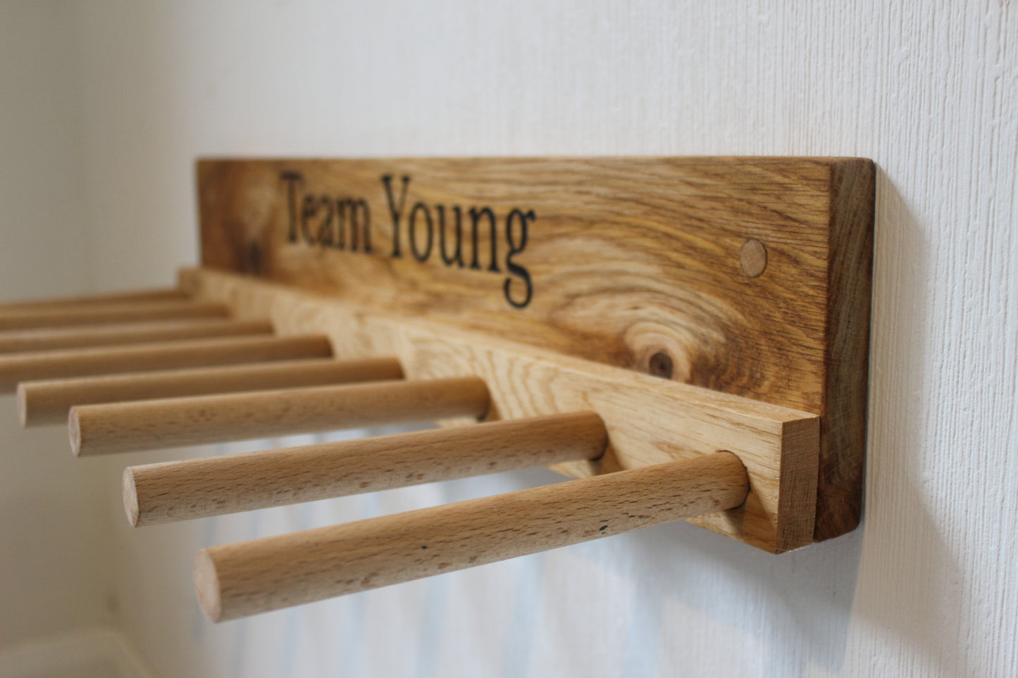 Wall - Mounted Wooden Engraved Boot and Welly Rack