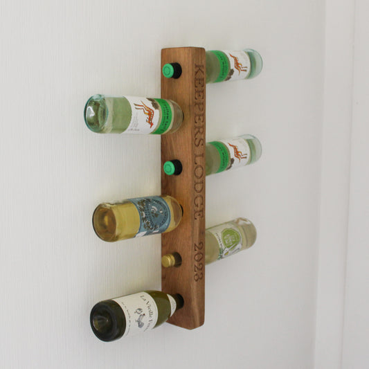 Engraved Wooden Wine Rack | Wall Mounted