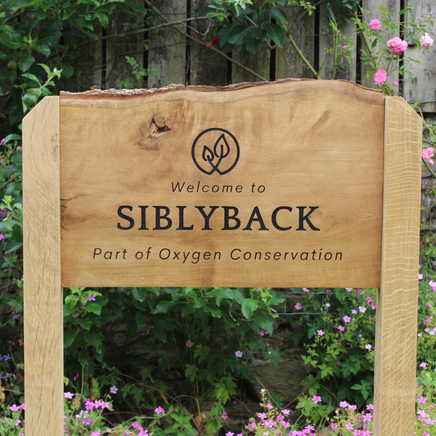 Engraved Live Edge Oak Wooden Sign