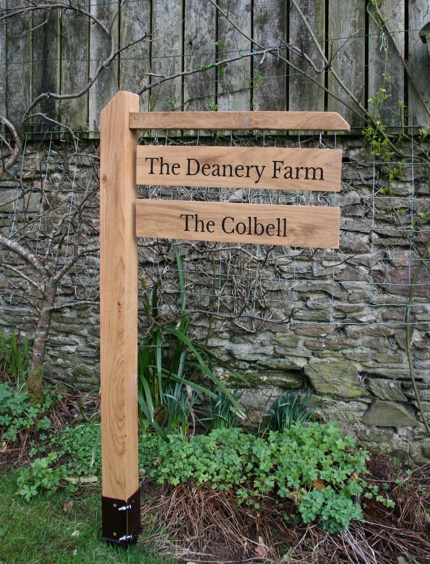 Engraved Two Tier Hanging Signpost