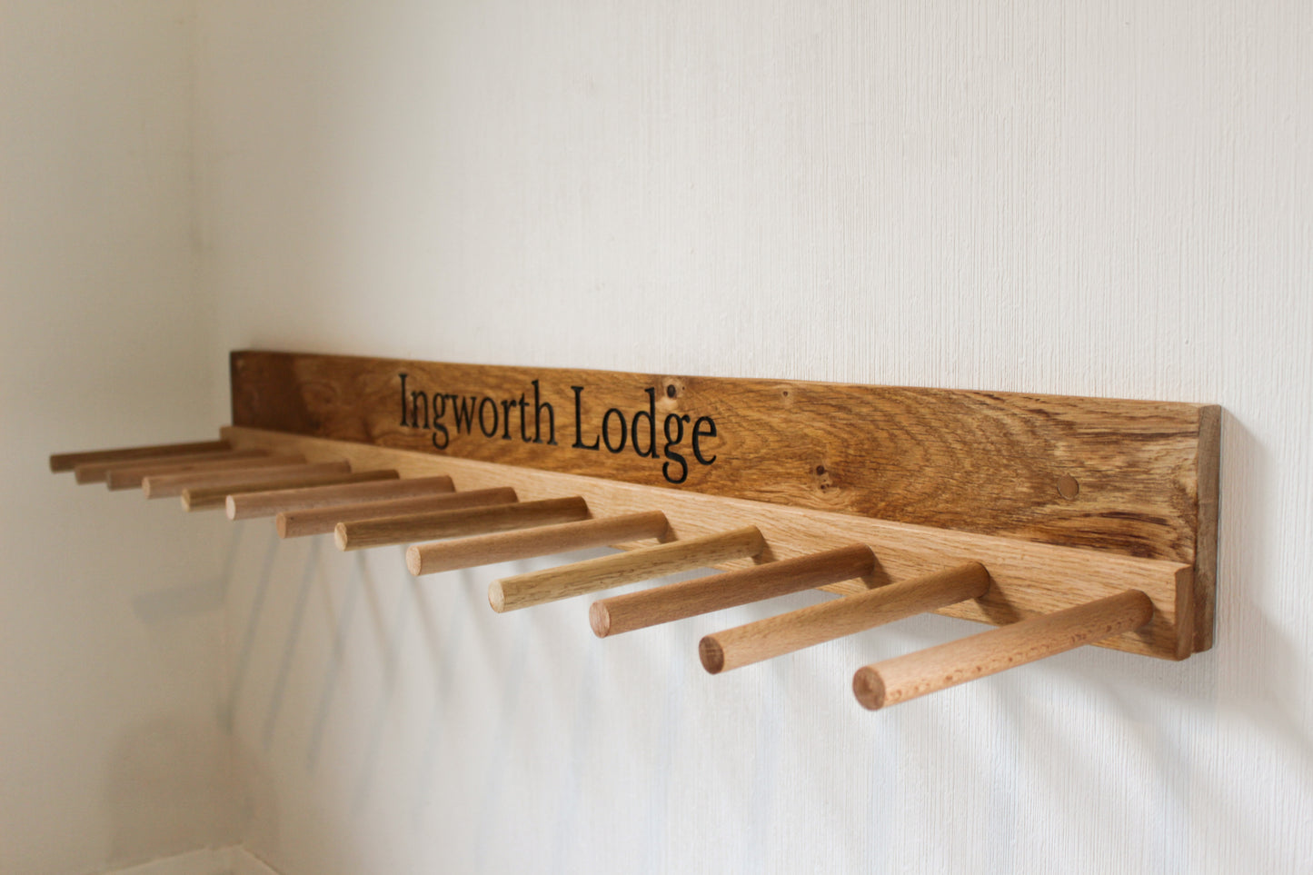 Wall - Mounted Wooden Engraved Boot and Welly Rack