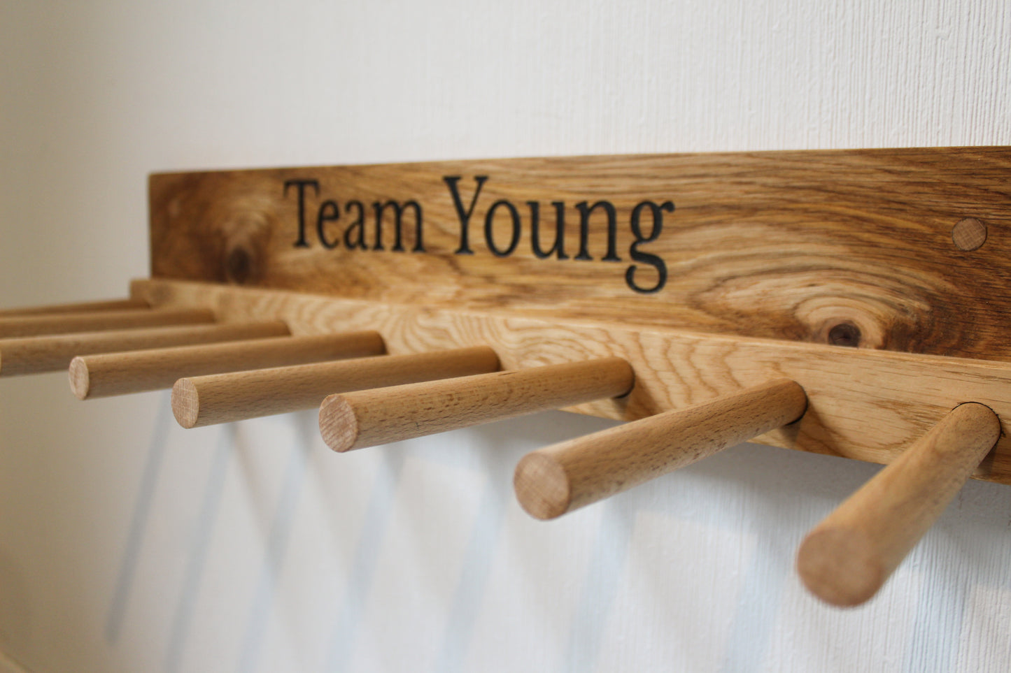 Wall - Mounted Wooden Engraved Boot and Welly Rack