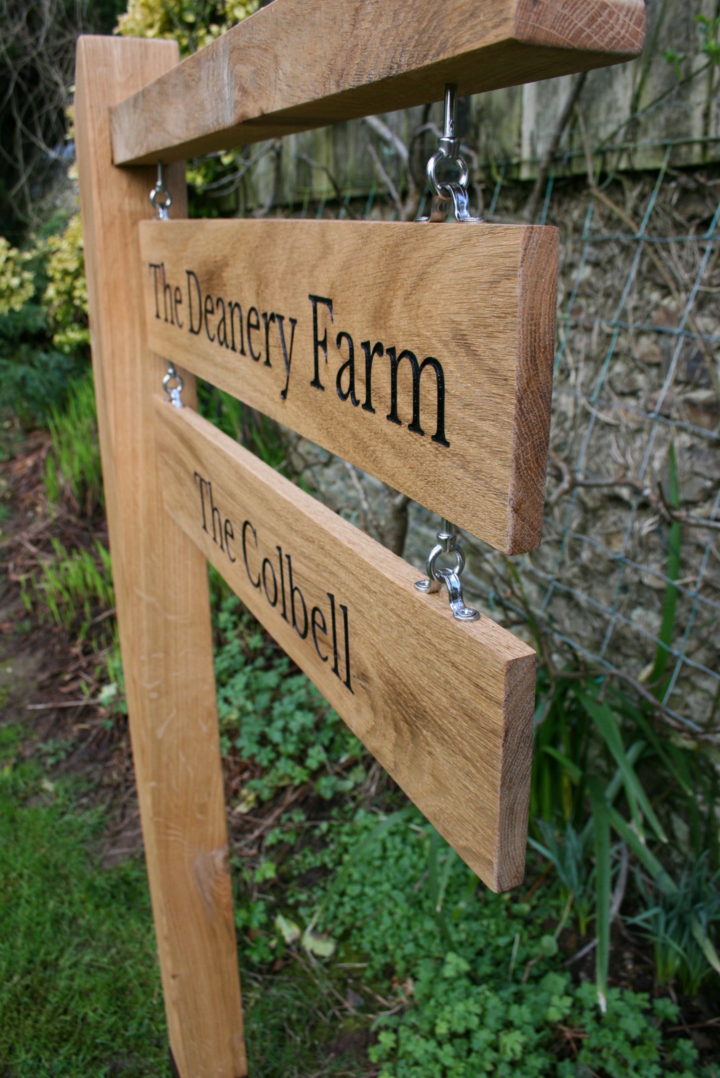 Engraved Two Tier Hanging Signpost