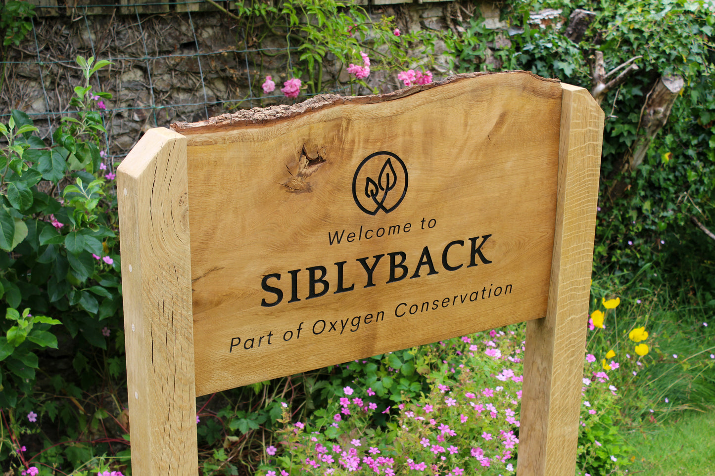 Engraved Live Edge Oak Wooden Sign