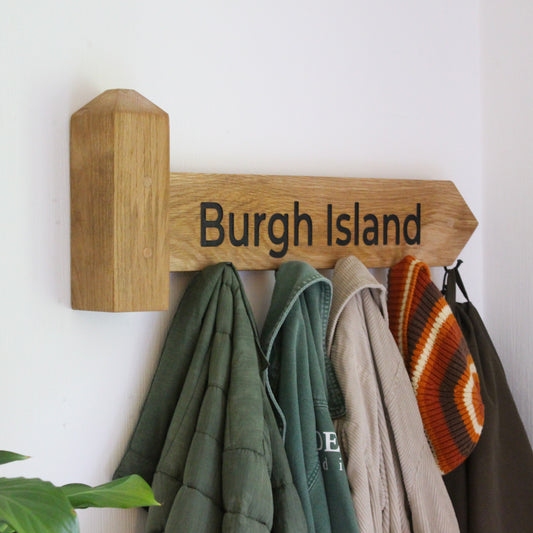 Engraved Wooden Coat Rack | Footpath style Coat Hanger