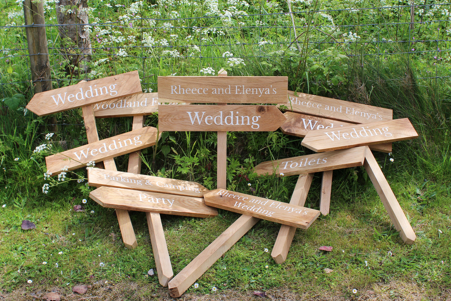 Country Lane Wooden Wedding Signage