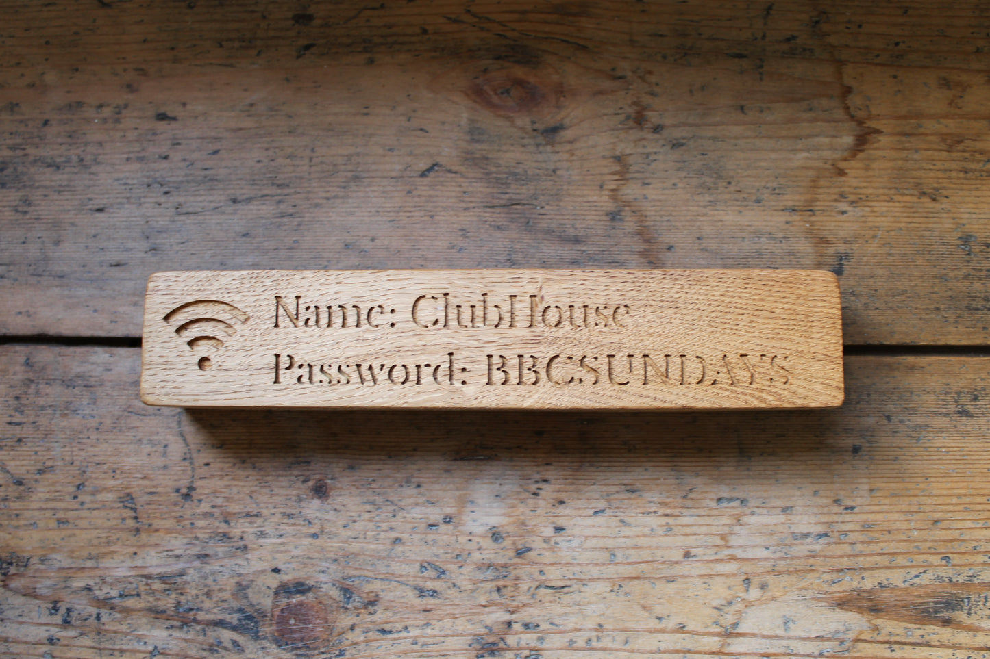 Personalised Solid Oak Engraved WiFi Password Block | Air B&B | Custom Home Decor | Rustic |Housewarming Gift