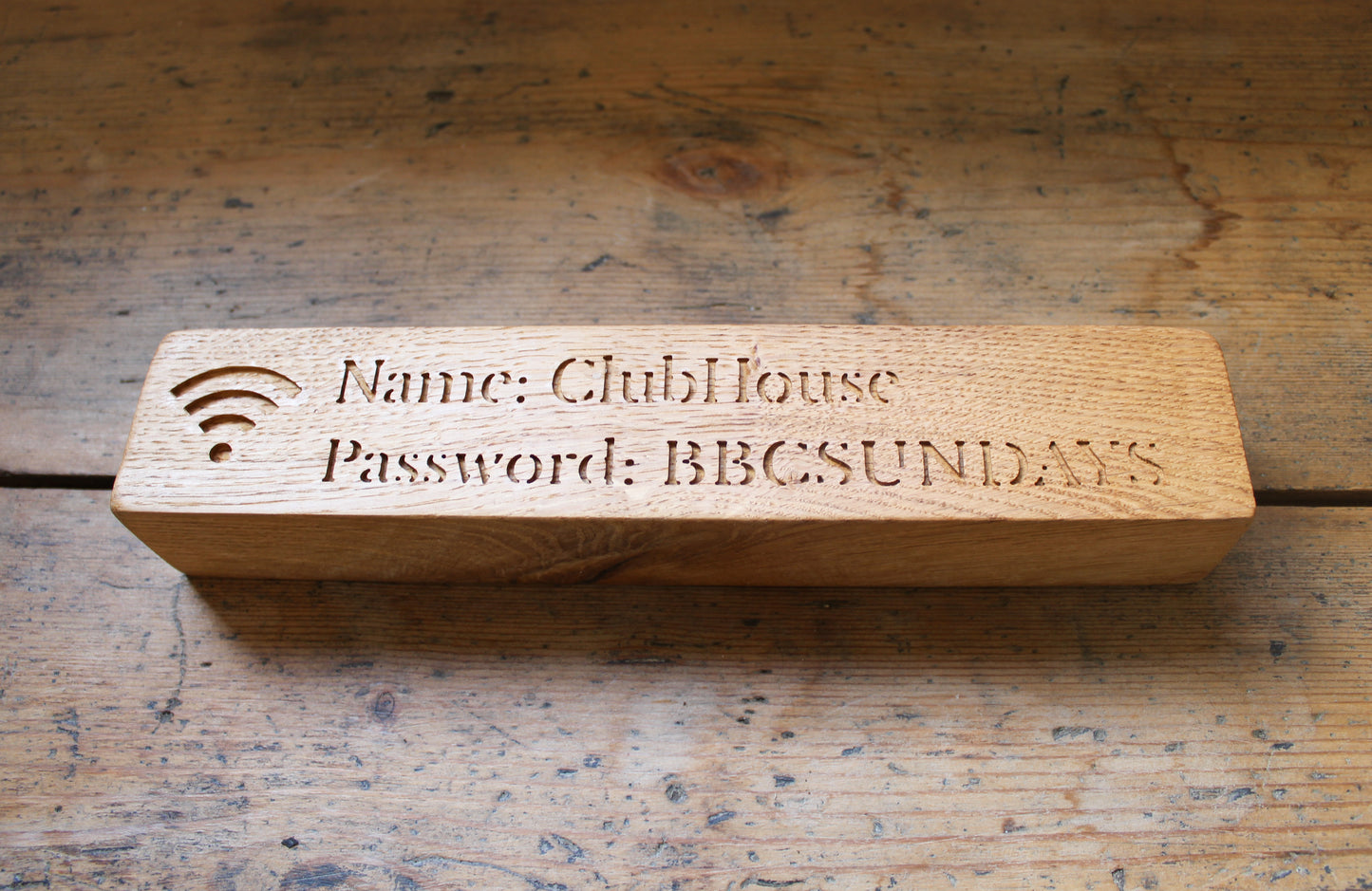 Personalised Solid Oak Engraved WiFi Password Block | Air B&B | Custom Home Decor | Rustic |Housewarming Gift